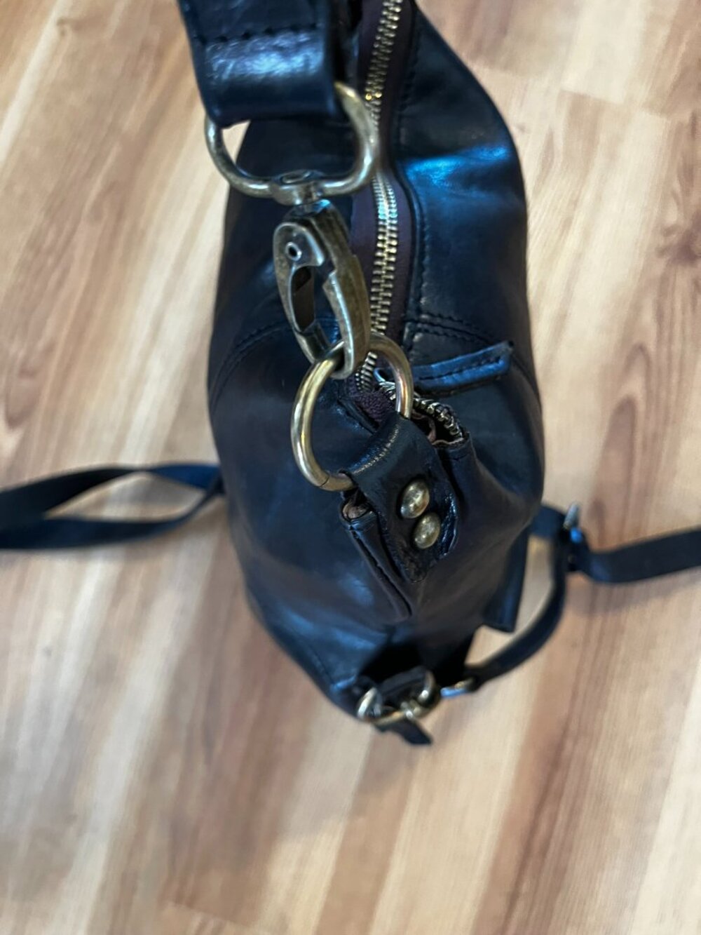 Bed Stu Tahiti Black Leather Cobbler Bohemian Fold Over Crossbody/Hand Bag - Picture 2 of 16